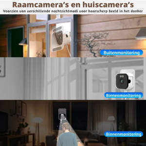 Slimme Beveiligingscamera voor Raam | Nachtzicht & Bewegingsdetectie