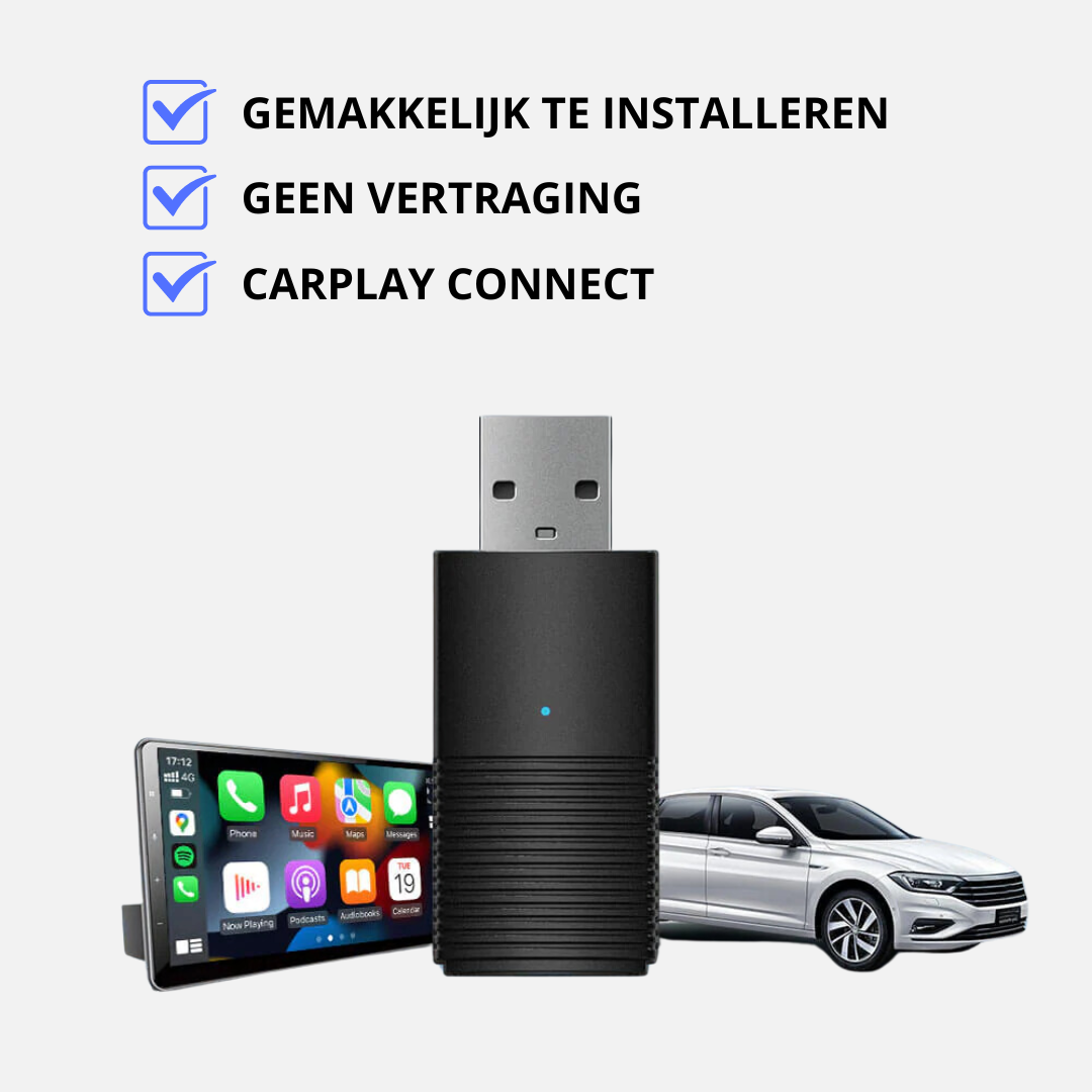 Apple/Android Carplay | Ervaar draadloos Carplay in je auto | Directe verbinding met BT