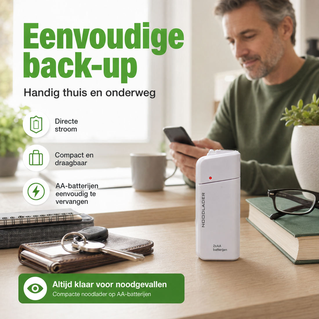 Emergo Nood-powerbank met oplader