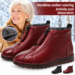 Bootzip Waterdichte, antislip enkellaarzen van leer voor dames met ritssluiting
