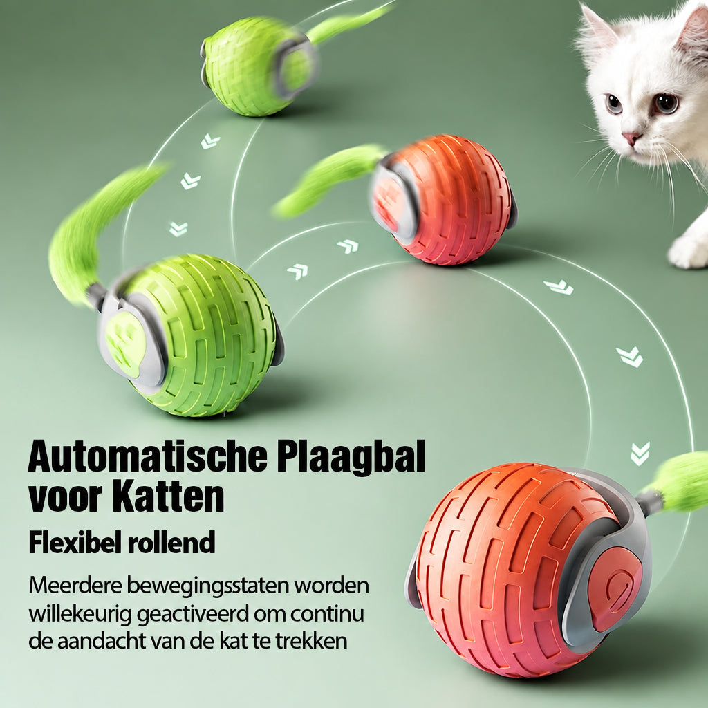 RollyPaw Interactieve Kattenspeelbal – Stille, Automatische Jachtbal met Obstakelvermijding