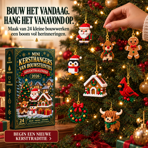 24-daagse Mini Kerstornament Adventskalender | 24 unieke, feestelijke bouwbare ontwerpen met ophanglusjes: perfect voor het versieren van kerstbomen, kransen en feestelijke displays