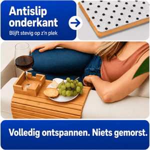 OakVale Houten Bankarmleuningtafel met Bekerhouder