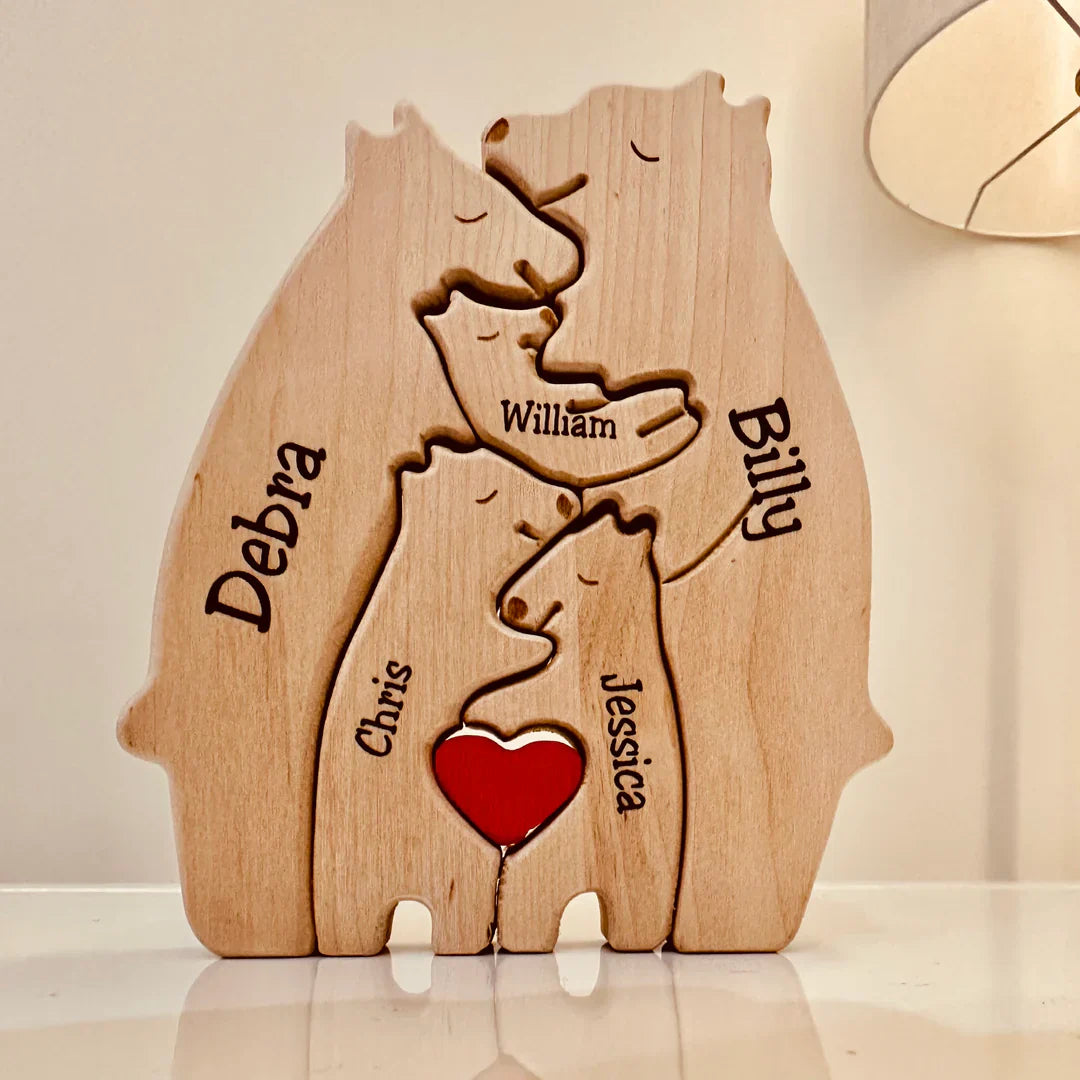 Heartwood Beren Familie – Gepersonaliseerde Houten Beeldjes | Handgemaakt & Uniek Gezinscadeau | Familieherinnering