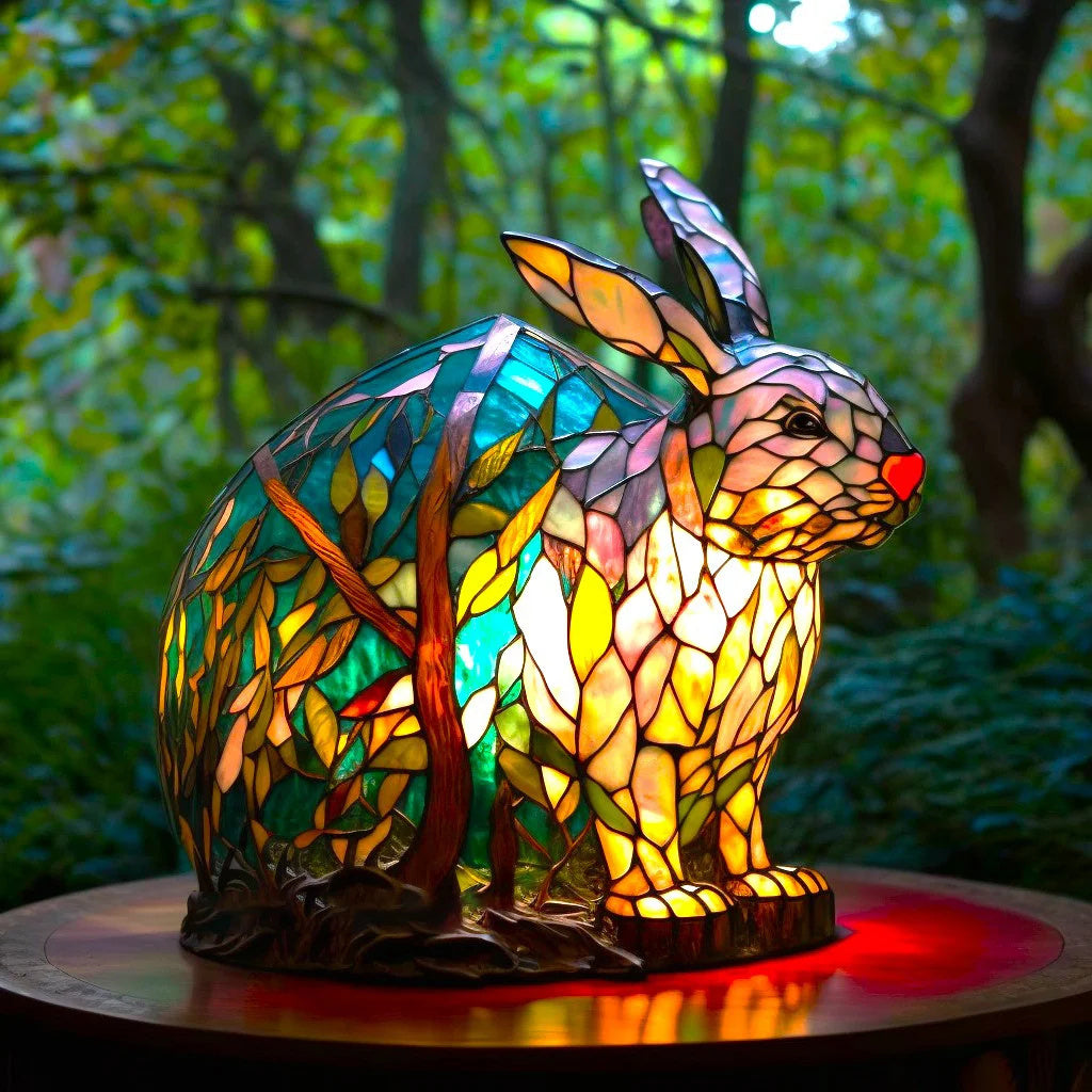 Luxeloom dierenlamp – glas-in-lood sfeerlamp met dierendesign, handgemaakt en warm licht