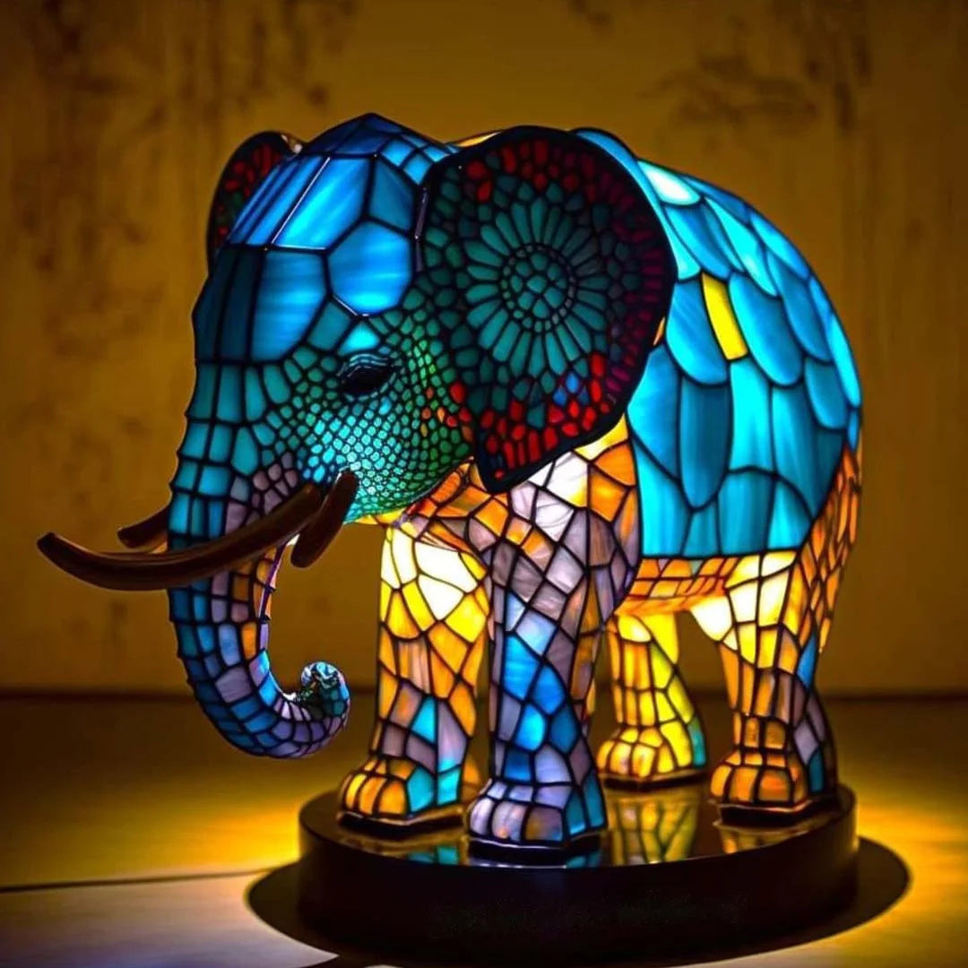 Luxeloom dierenlamp – glas-in-lood sfeerlamp met dierendesign, handgemaakt en warm licht