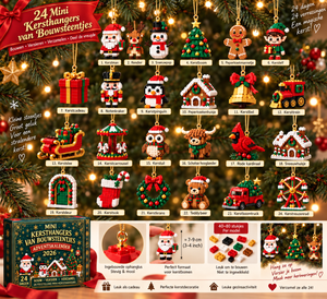 24-daagse Mini Kerstornament Adventskalender | 24 unieke, feestelijke bouwbare ontwerpen met ophanglusjes: perfect voor het versieren van kerstbomen, kransen en feestelijke displays