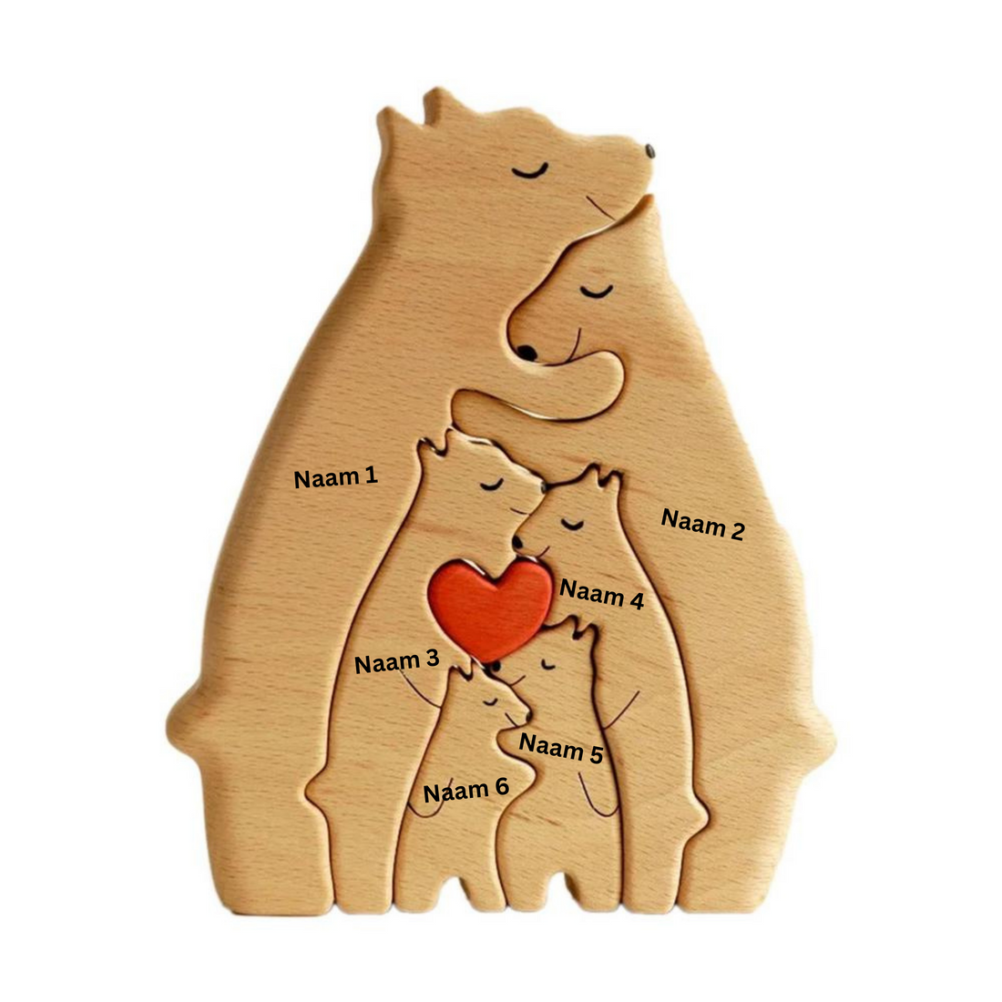 Heartwood Beren Familie – Gepersonaliseerde Houten Beeldjes | Handgemaakt & Uniek Gezinscadeau | Familieherinnering