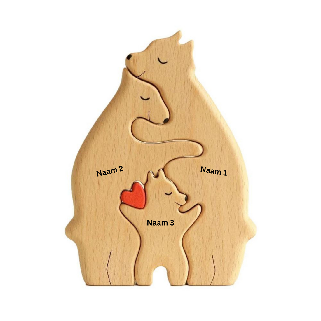 Heartwood Beren Familie – Gepersonaliseerde Houten Beeldjes | Handgemaakt & Uniek Gezinscadeau | Familieherinnering