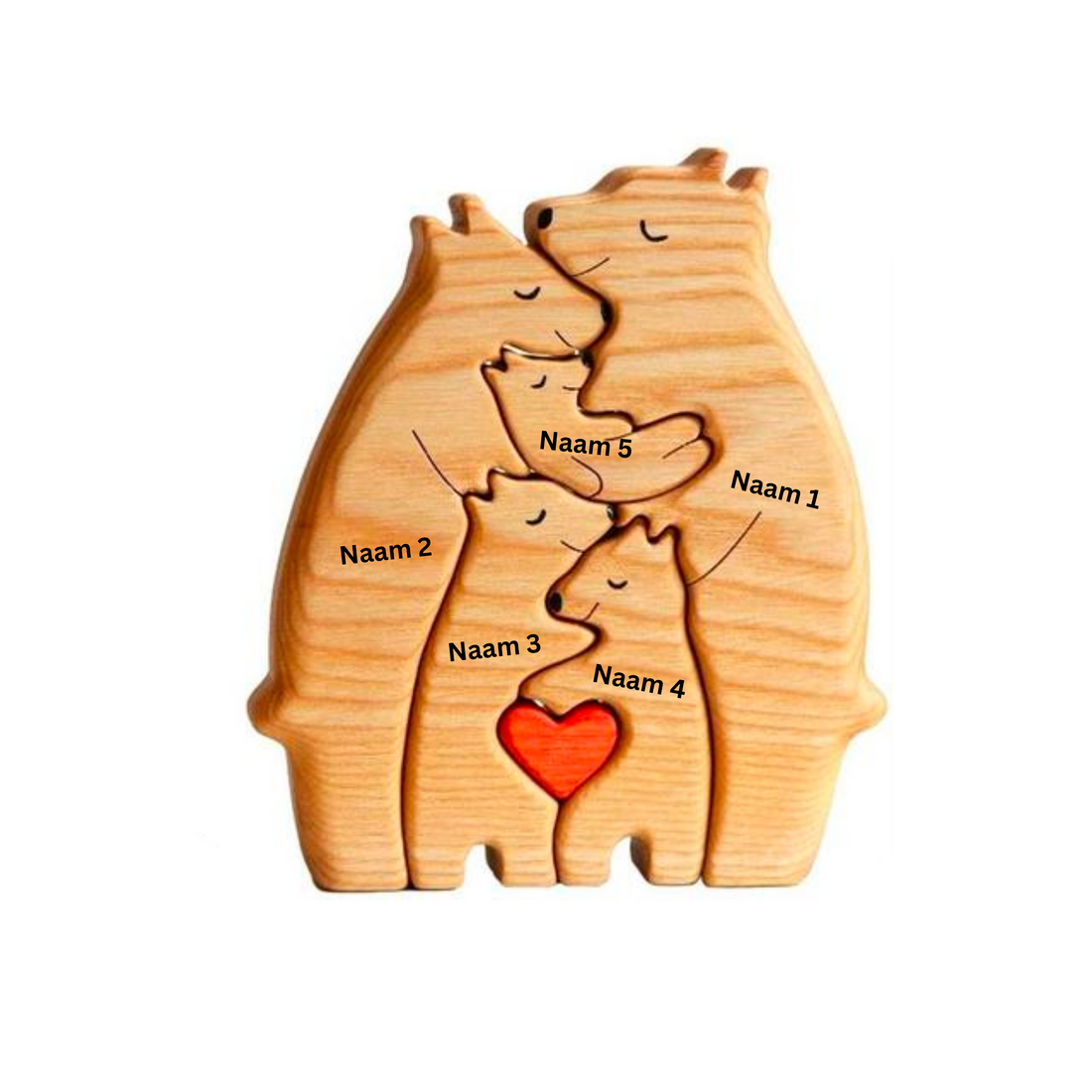 Heartwood Beren Familie – Gepersonaliseerde Houten Beeldjes | Handgemaakt & Uniek Gezinscadeau | Familieherinnering