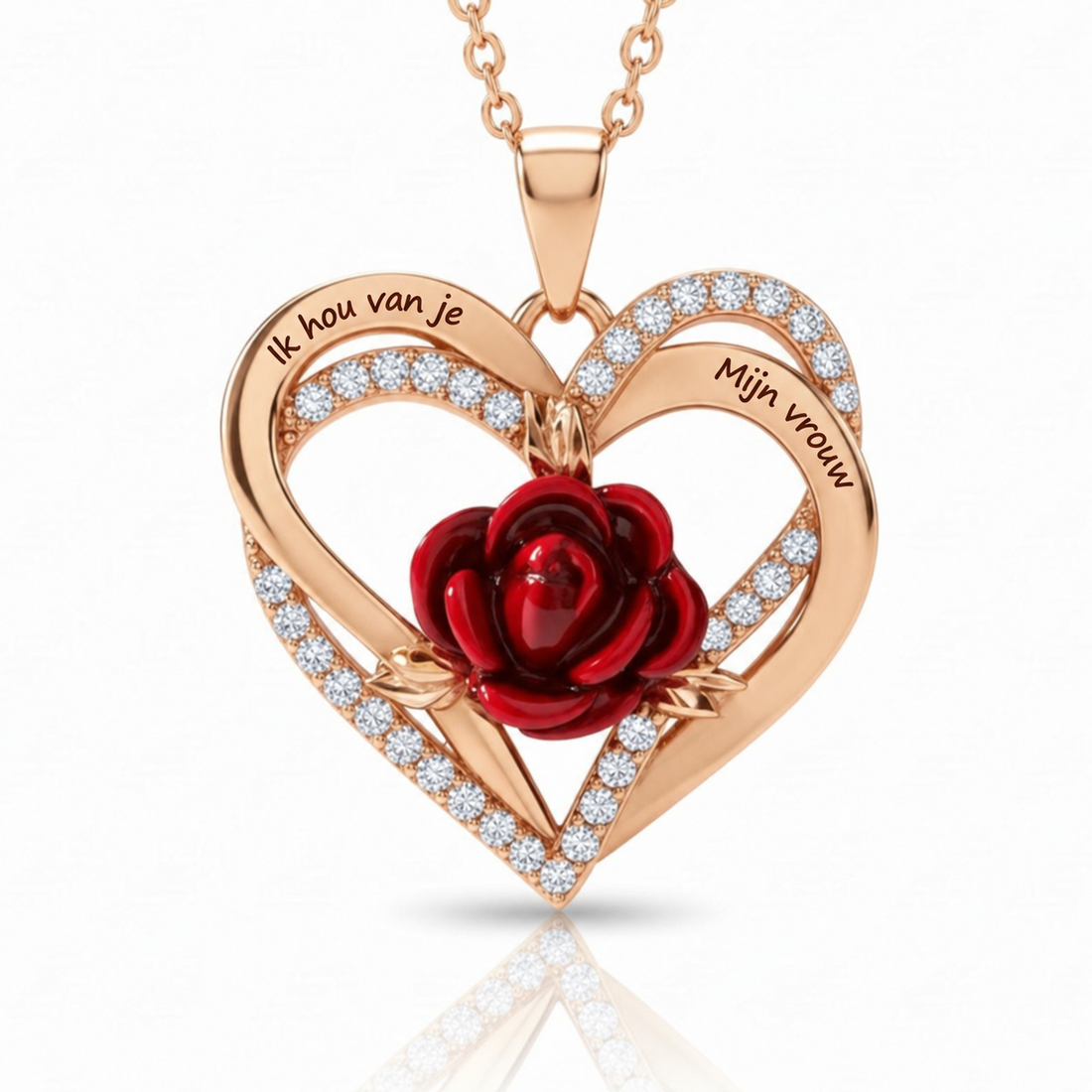Ketting voor je Vrouw met Gravure “Ik Hou Van Je, Mijn Vrouw” - Verguld met 18K Goud