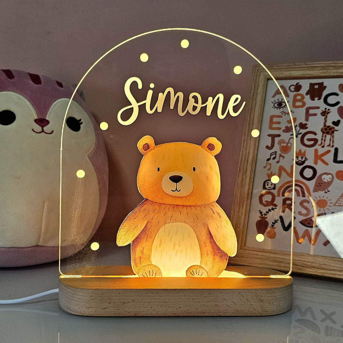 Droomdiertje Nachtlampje met Naam – Gepersonaliseerd Cadeau voor Kinderen