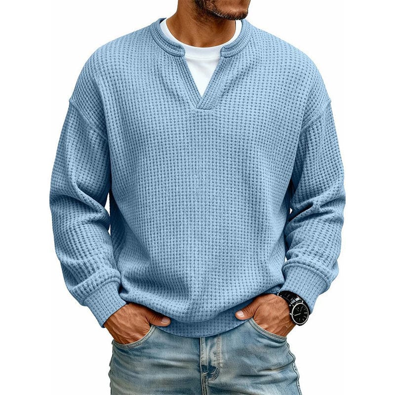 Alex Herenpoloshirt met Wafelstructuur, Ronde Hals en Lange Mouwen