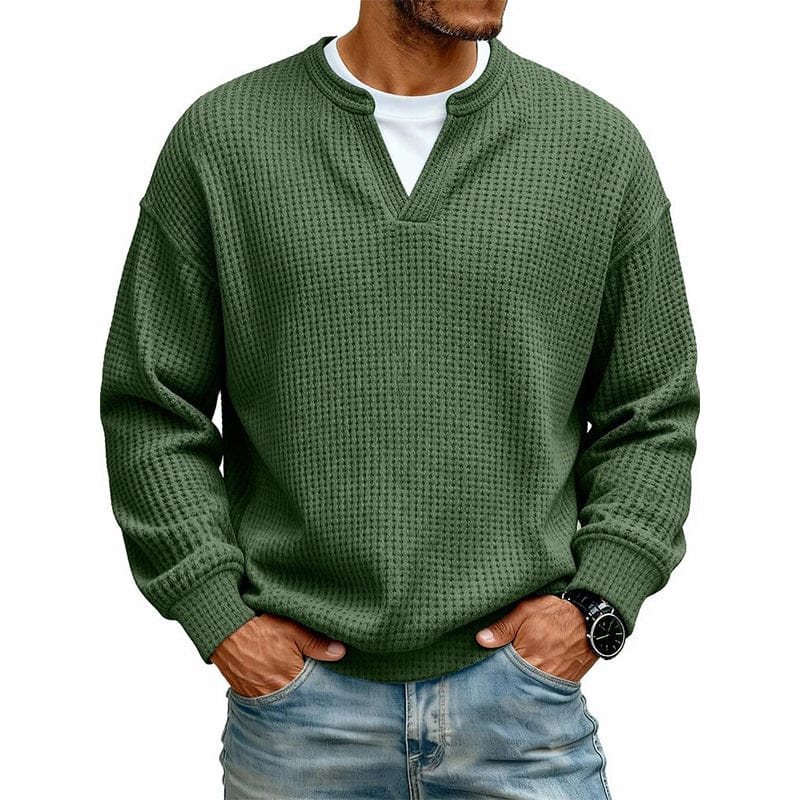 Alex Herenpoloshirt met Wafelstructuur, Ronde Hals en Lange Mouwen