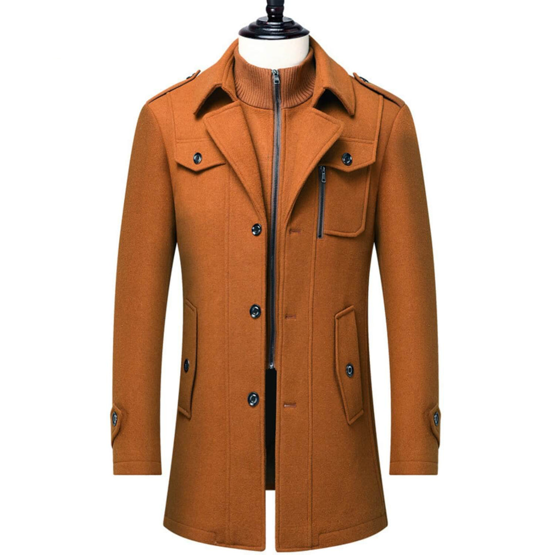 Coatway Winterjas van een wolmix, met dubbele kraag en klassieke Britse stijl