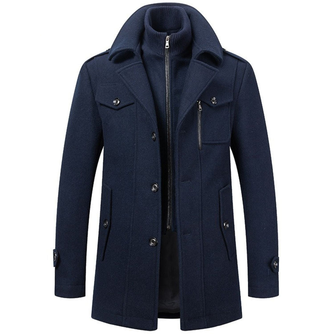 Coatway Winterjas van een wolmix, met dubbele kraag en klassieke Britse stijl