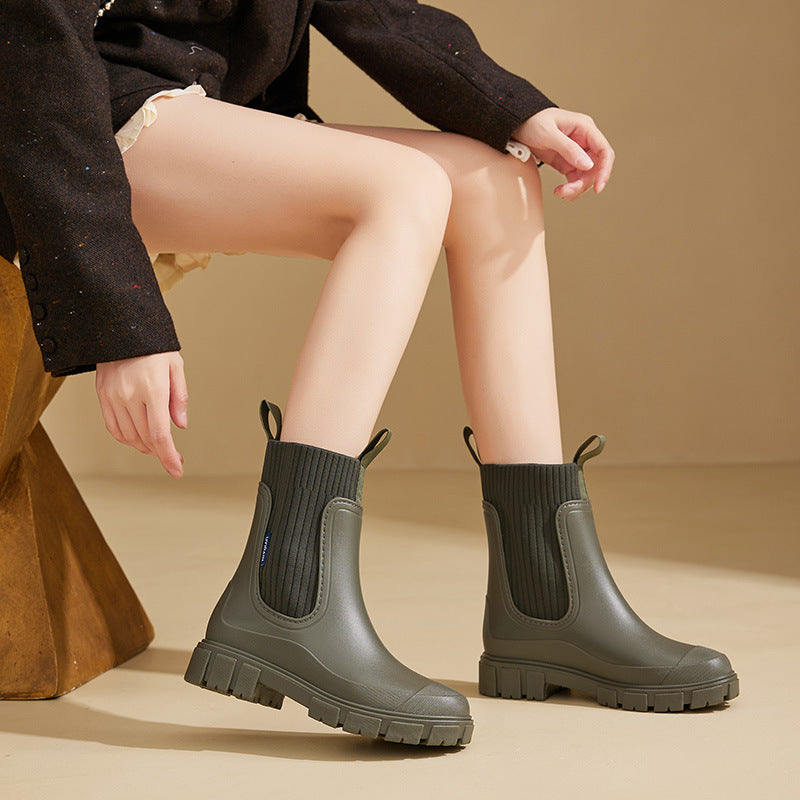 Dames Waterdichte Rubberen Laarzen – Antislip Zool, Ideaal voor Regenachtig Weer en Buitenactiviteiten