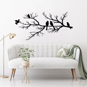 AviBranch – Metalen Muurdecoratie met Vogels op Tak – Moderne & Klassieke Wandkunst voor Woonkamer, Slaapkamer & Kantoor