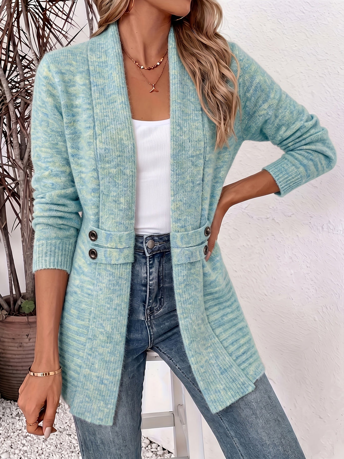 Marieke Elegante Dames Cardigan - Open Voorkant & Ingenaaide Taille