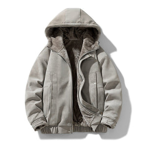 Heren Suedine Jack met Capuchon en Teddy Voering