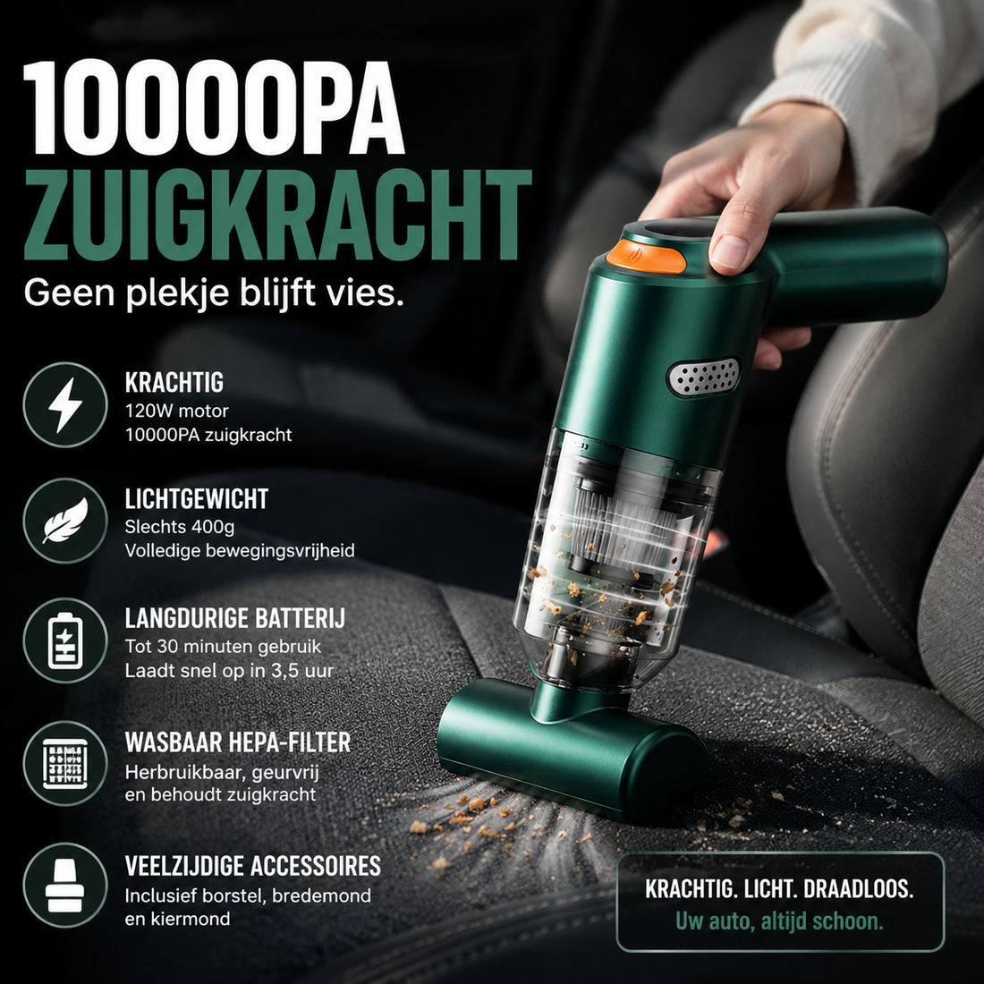 Vacro Draadloze Handstofzuiger voor de Auto