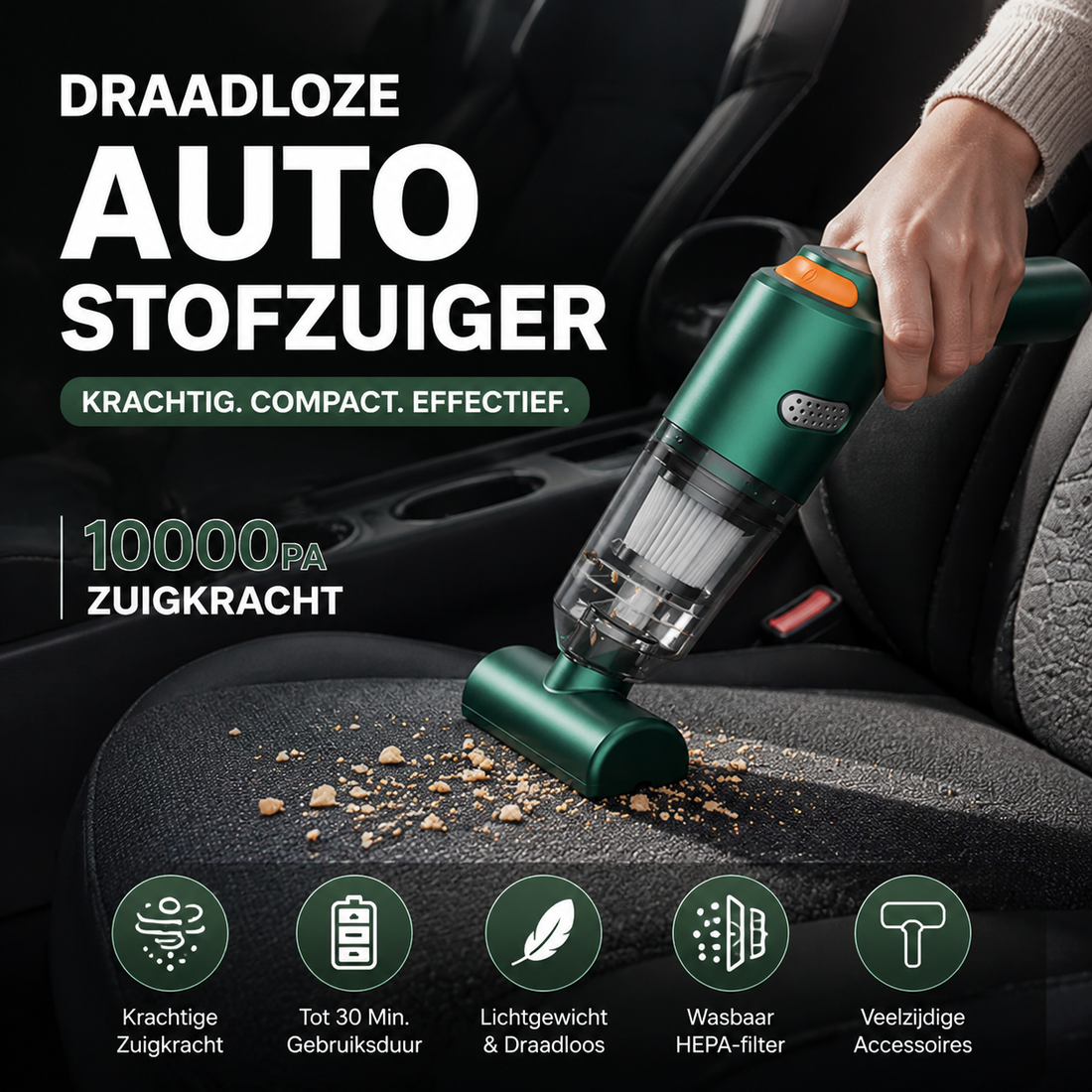 Vacro Draadloze Handstofzuiger voor de Auto