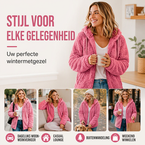 Natasja Dames Hoodie met Rits en Zachte Pluizige Stof