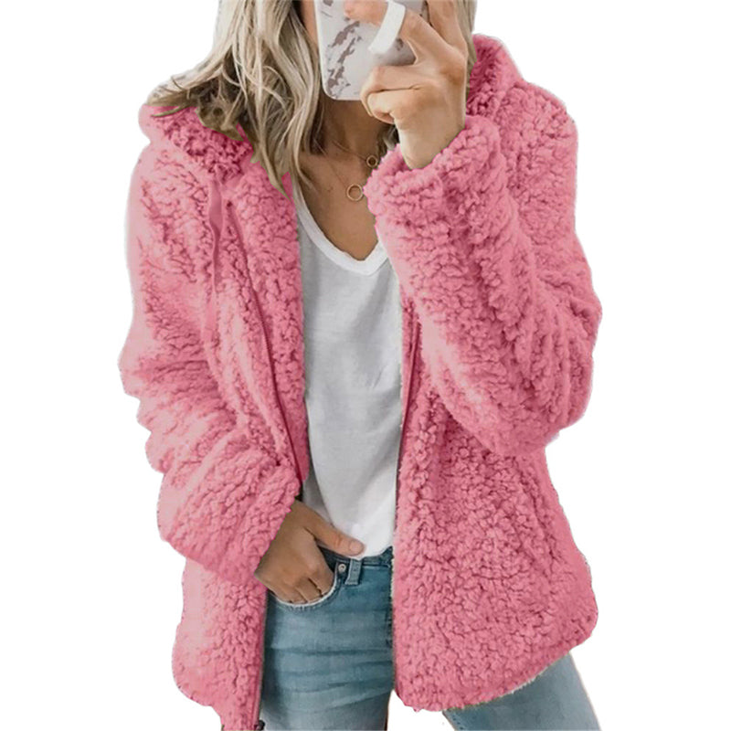 Natasja Dames Hoodie met Rits en Zachte Pluizige Stof