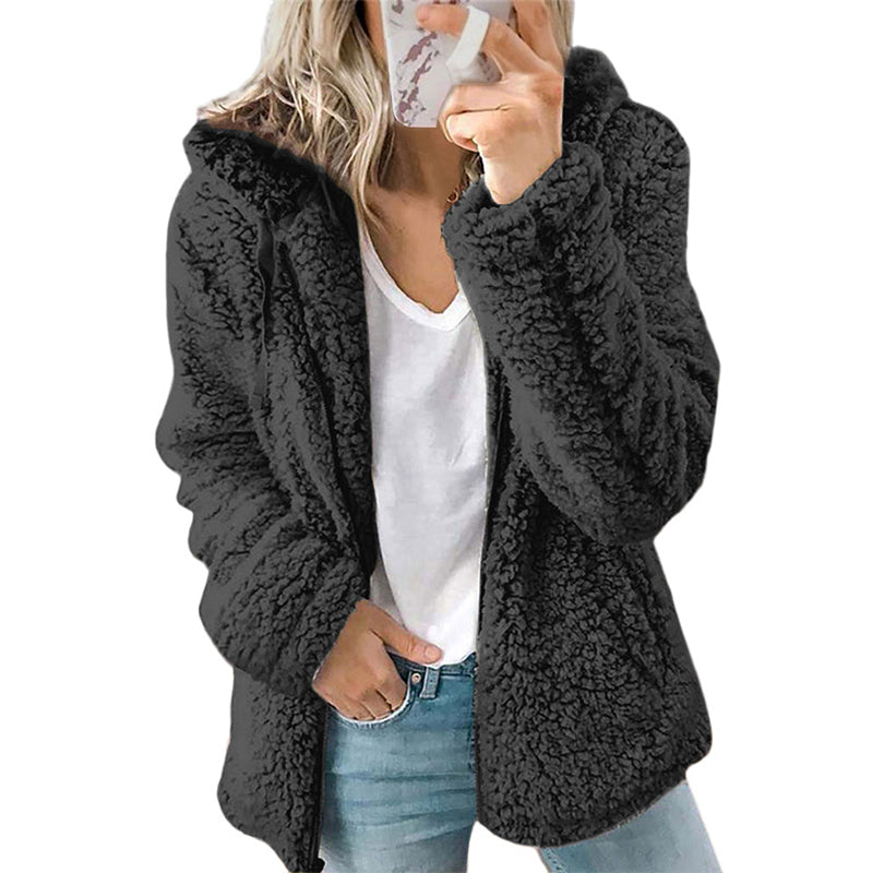 Natasja Dames Hoodie met Rits en Zachte Pluizige Stof