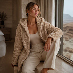 Natasja Dames Hoodie met Rits en Zachte Pluizige Stof