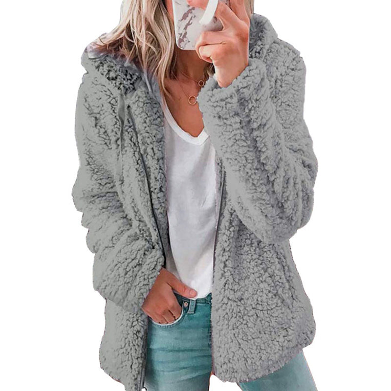 Natasja Dames Hoodie met Rits en Zachte Pluizige Stof