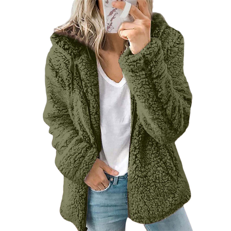 Natasja Dames Hoodie met Rits en Zachte Pluizige Stof
