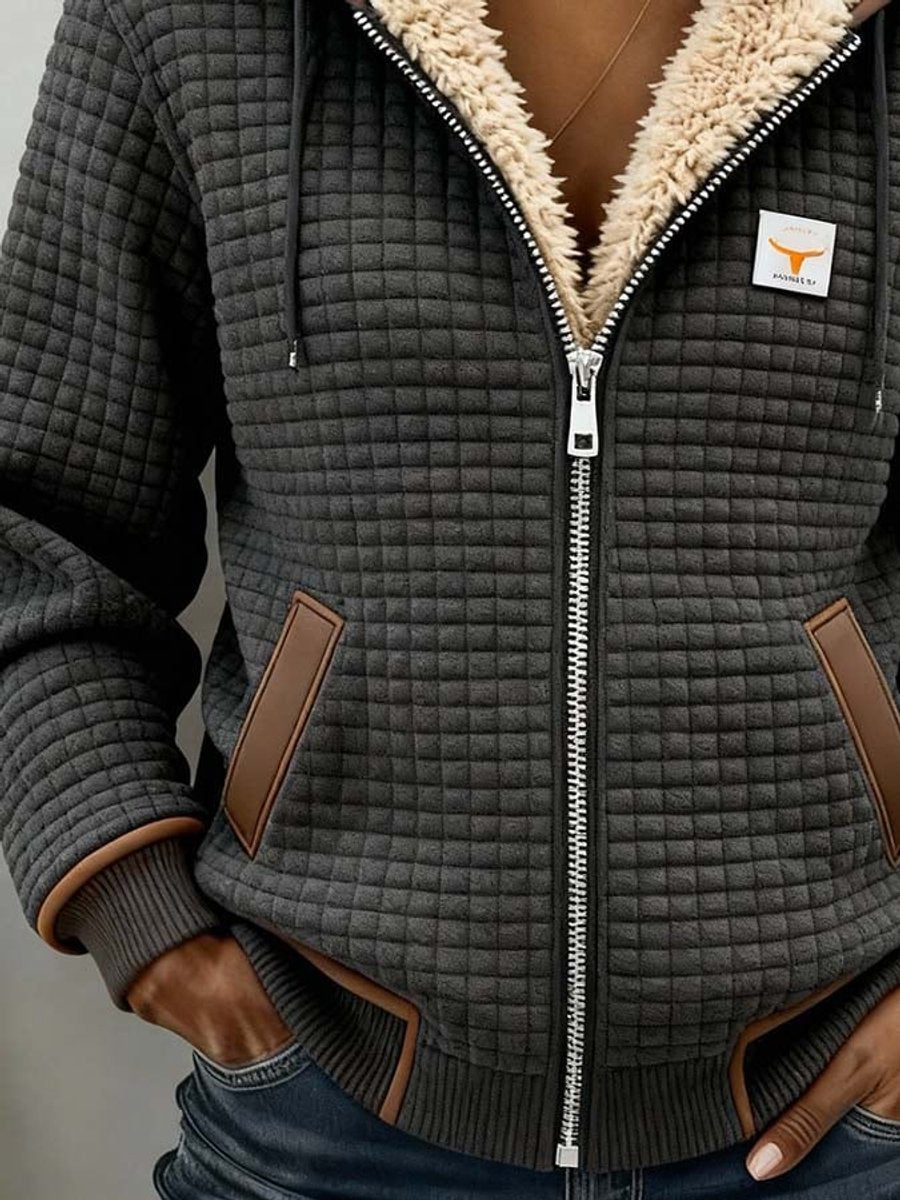 Jutta Sherpa-Voering Gequilt Zip-Up Hooded Jacket