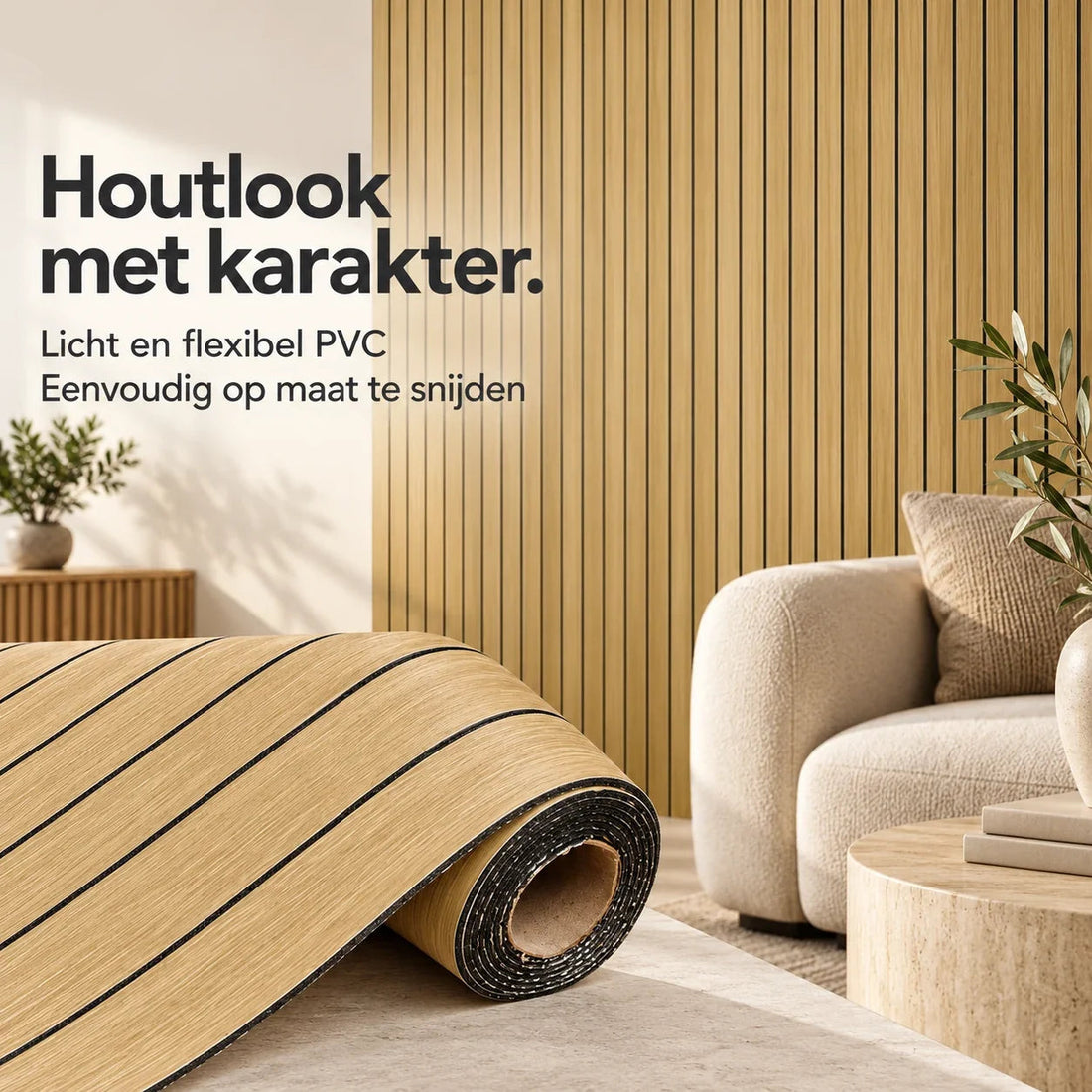 Groovewall Wandpanelen met 3D-effect, houtstructuur en zelfklevend