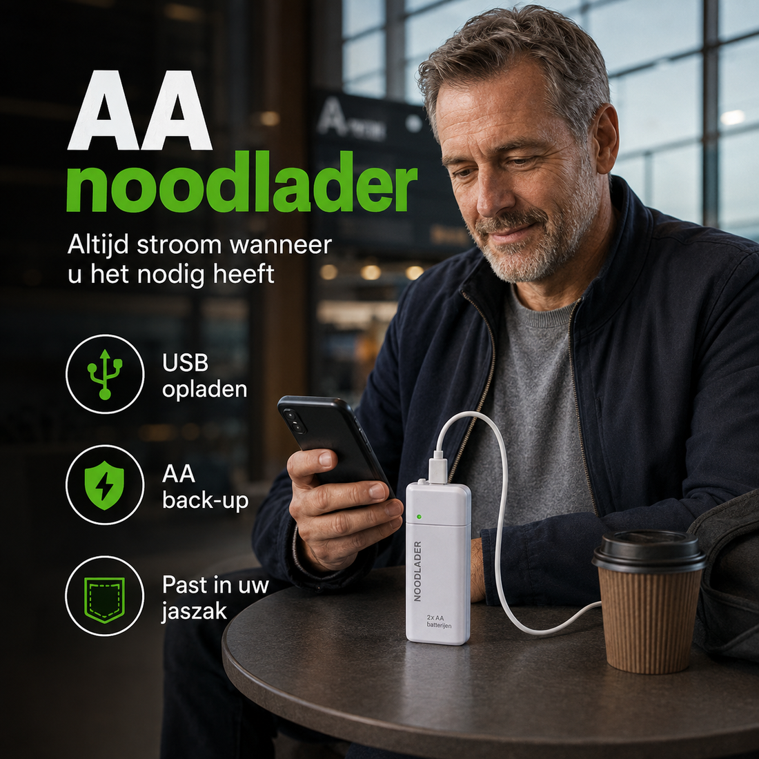 Emergo Nood-powerbank met oplader