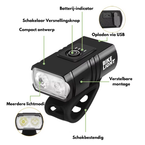 LED Fietsverlichting - 1000 & 500 Lumen - USB Oplaadbaar