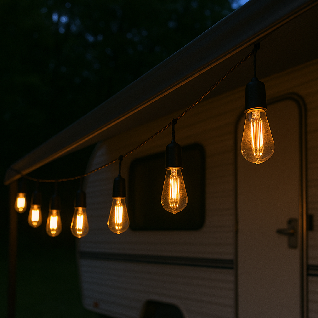 CampGlow VintageLights – Solar LED Lichterkette Outdoor waterdicht