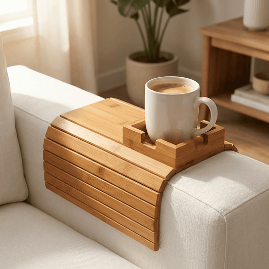 OakVale Houten Bankarmleuningtafel met Bekerhouder