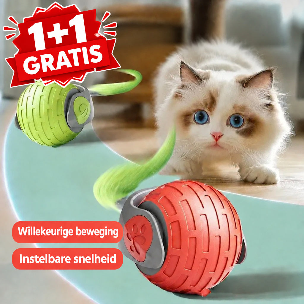 RollyPaw Interactieve Kattenspeelbal – Stille, Automatische Jachtbal met Obstakelvermijding