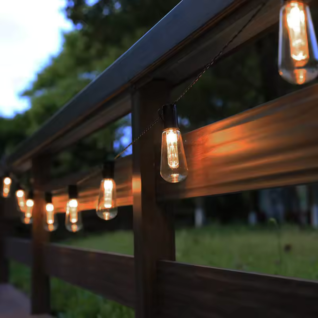 CampGlow VintageLights – Solar LED Lichterkette Outdoor waterdicht