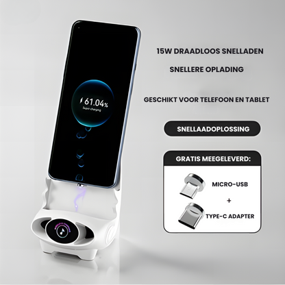 Slimme Mini Stoel Telefoonhouder Pro met Draadloos Opladen & Bluetooth Entertainment
