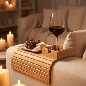 OakVale Houten Bankarmleuningtafel met Bekerhouder
