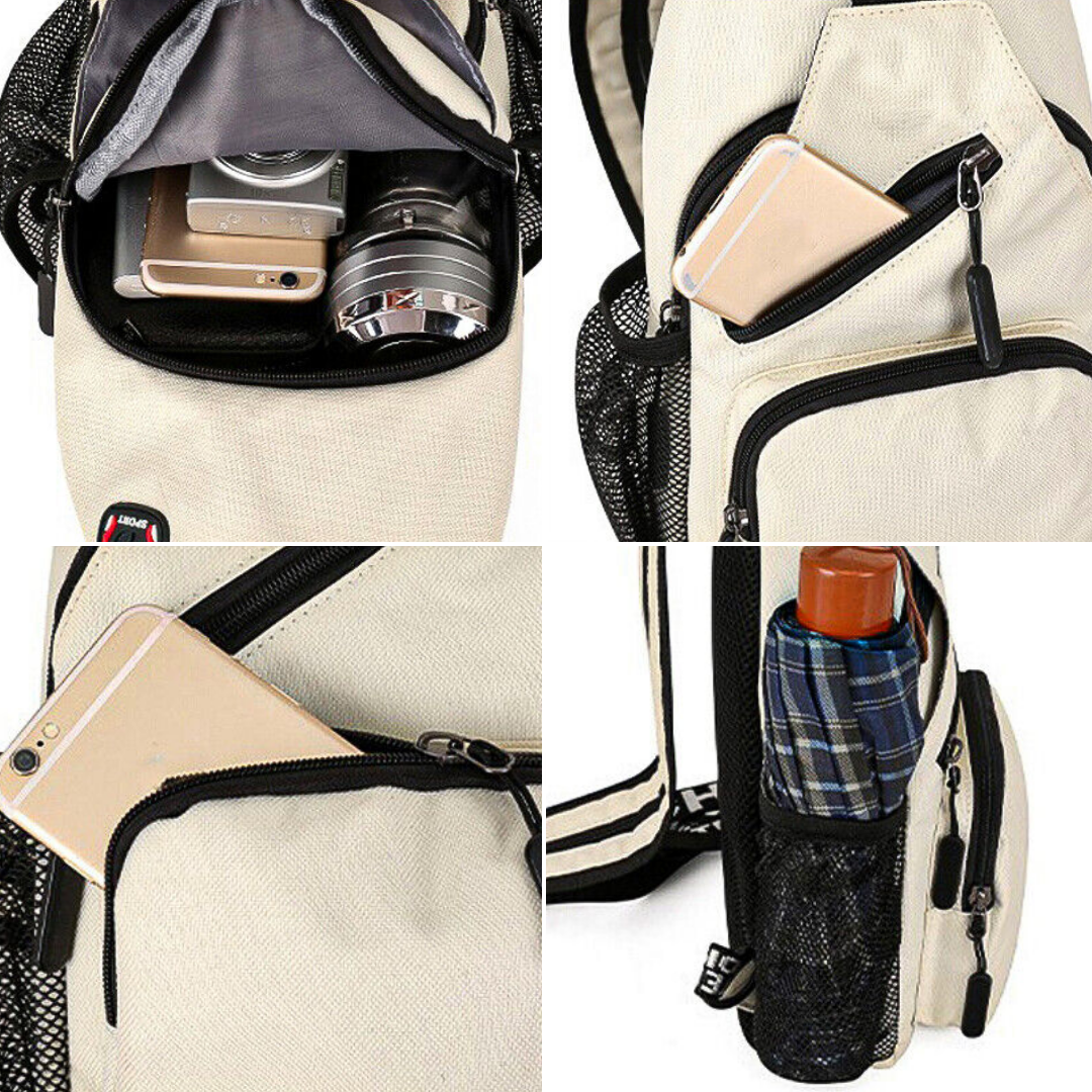 Dames Crossbody Tas - Canvas Outdoor Schoudertas met Meerdere Draagopties