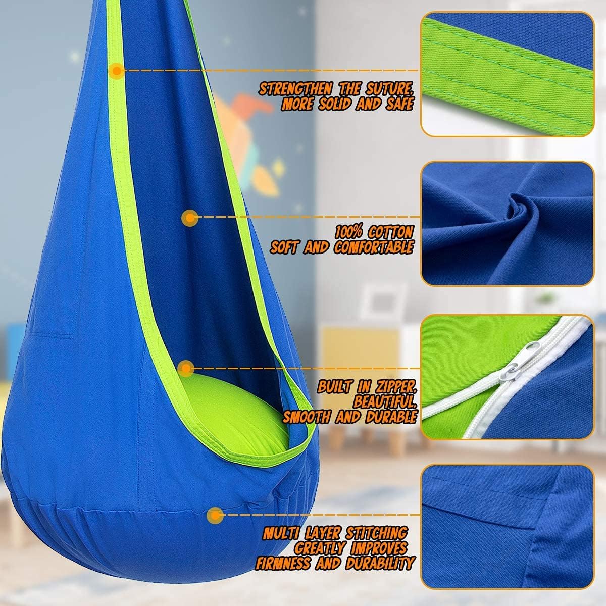 KidSwing Hangstoel Kind - Comfortabele Kinderhangstoel Binnen & Buiten