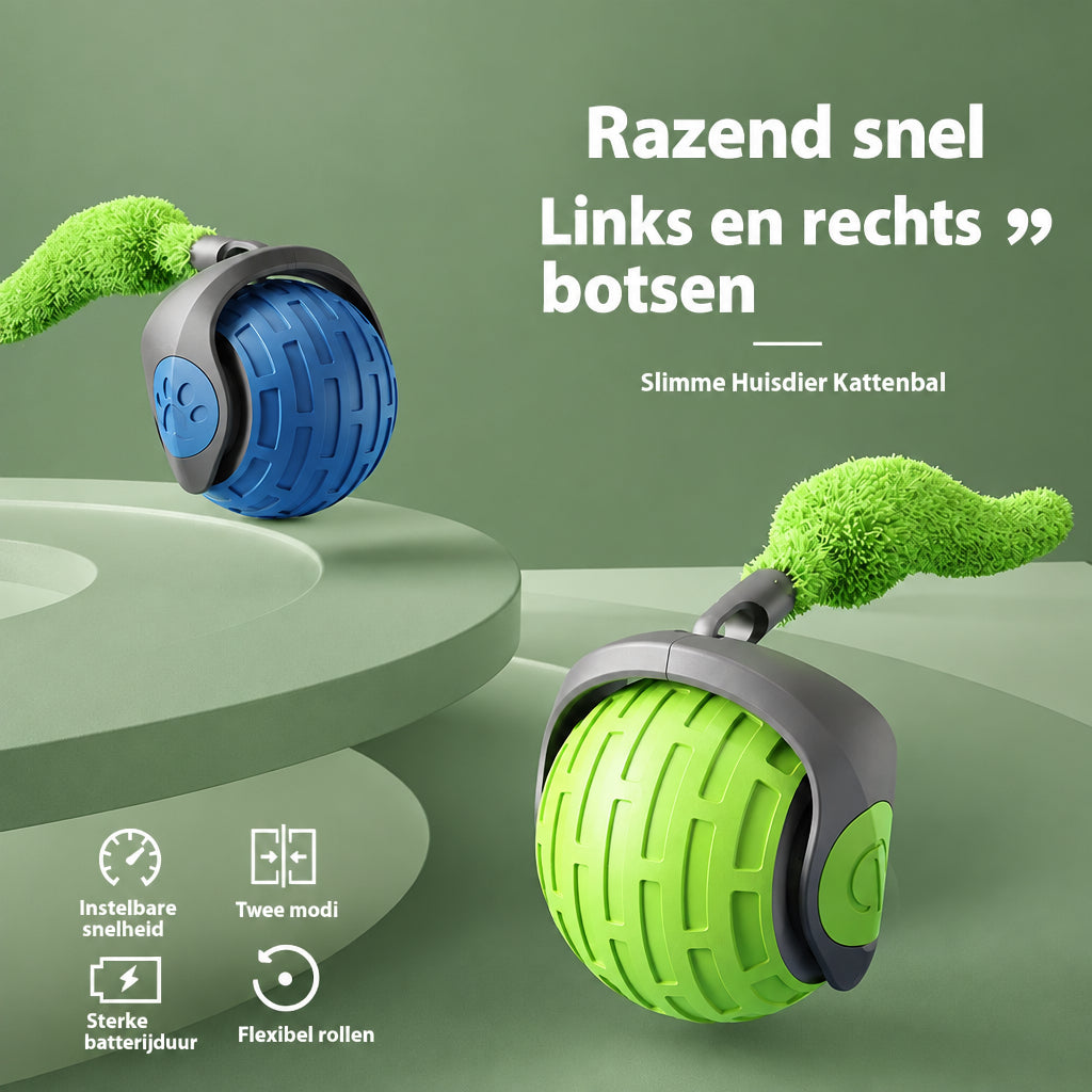 RollyPaw Interactieve Kattenspeelbal – Stille, Automatische Jachtbal met Obstakelvermijding