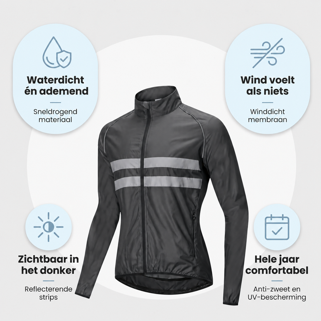 Javier Reflecterend Fietsjack – Winddicht en Lichtgewicht