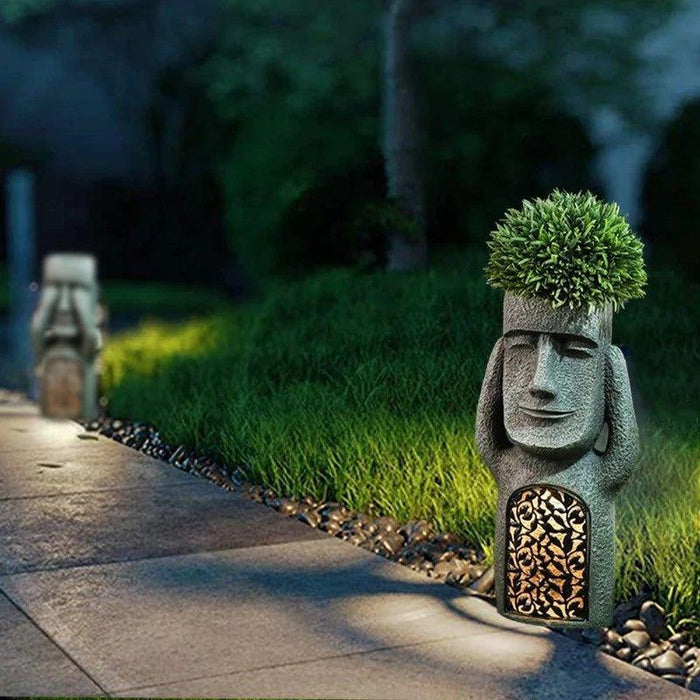 GlowPot - Artistieke sculptuur bloempot met LED-licht op zonne-energie voor tuindecoratie