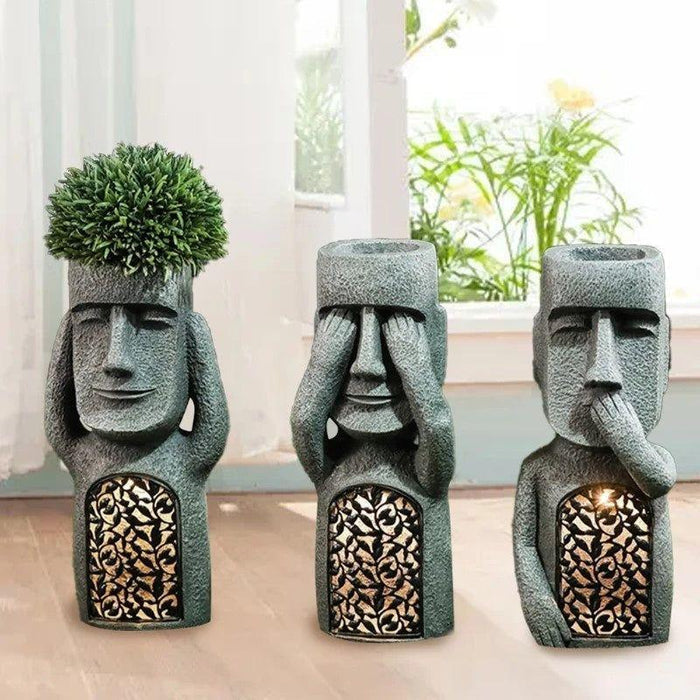 GlowPot - Artistieke sculptuur bloempot met LED-licht op zonne-energie voor tuindecoratie