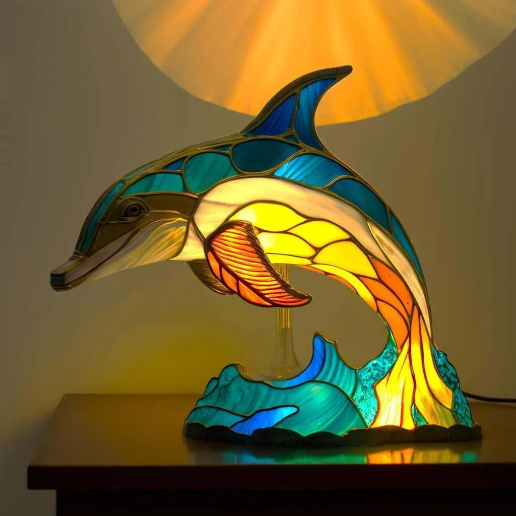 Luxeloom dierenlamp – glas-in-lood sfeerlamp met dierendesign, handgemaakt en warm licht