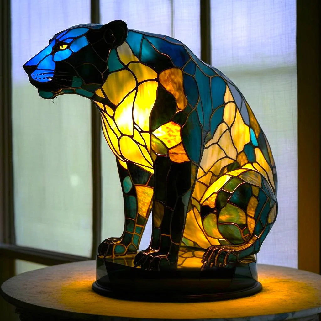 Luxeloom dierenlamp – glas-in-lood sfeerlamp met dierendesign, handgemaakt en warm licht